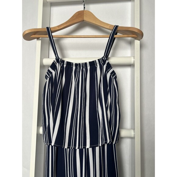 Jumpsuit Womens S Navy White Stripe Elastic Waist Easy Flattering Fit & Care - Picture 3 of 15